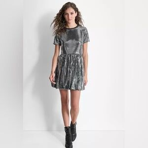 DKNY Metallic Sequin Bubble Dress
